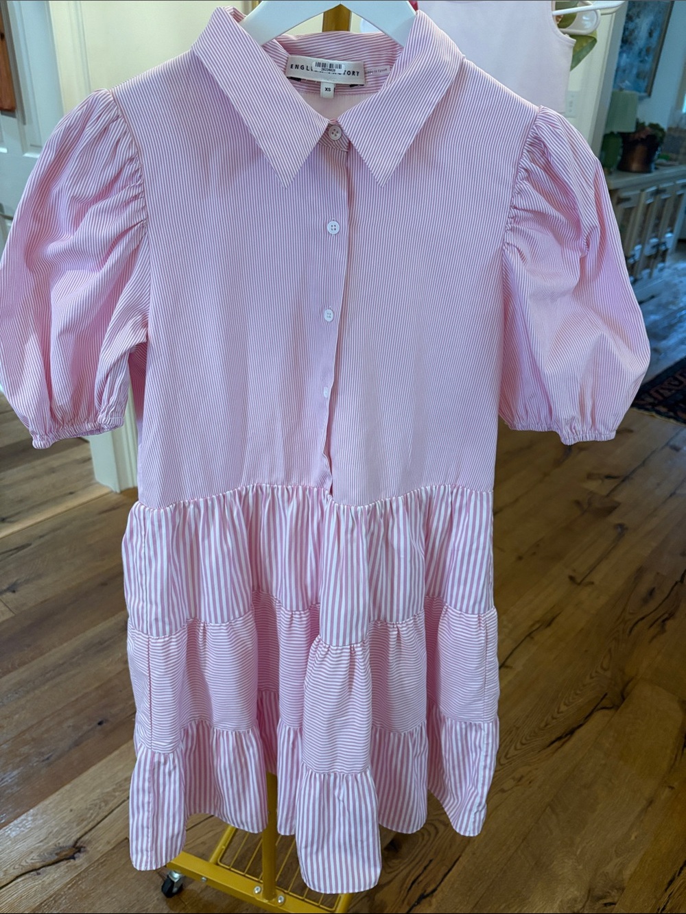 English Factory Pink Striped short Sleeve Dress. Size XS.